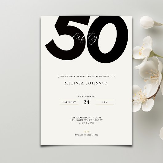 Elegant 50th Birthday Invitation - Minimal Style