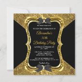 Elegant 50th Birthday Party Gold Golden Black Kaart (Voorkant)