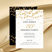 Elegant 50th Birthday Party Gold Leaves Kaart