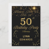 Elegant 50th Birthday Party Invitation Gold (Devant)