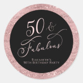 Elegant 50th Birthday Party Roos Gold Ronde Sticker (Voorkant)