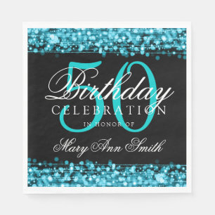 Elegant 50th Birthday Party Sparkles Turquoise Servetten