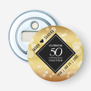 Elegant 50th Golden Wedding Jubileum Button Flesopener