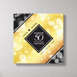 Elegant 50th Golden Wedding Jubileum Canvas Afdruk