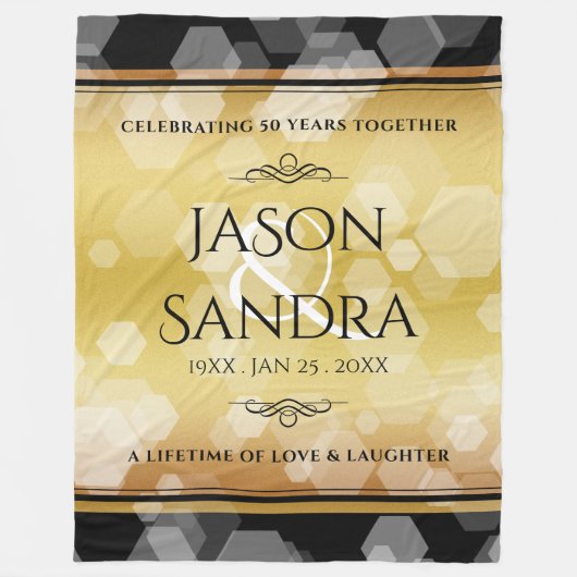 Elegant 50th Golden Wedding Jubileum Fleece Deken (Voorkant)