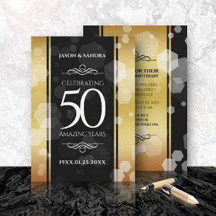 Elegant 50th Golden Wedding Jubileum Kaart