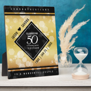 Elegant 50th Golden Wedding Jubileum Plaque Fotoplaat