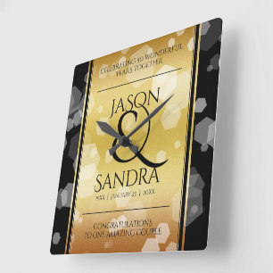 Elegant 50th Golden Wedding Jubileum Vierkante Klok