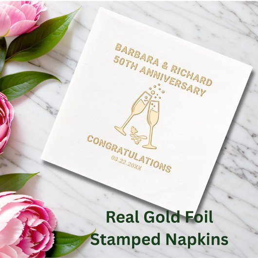 Elegant 50th Wedding Jubileum Folie Servetten