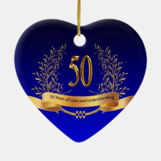 Elegant 50th Wedding Jubileum Gifts Keramisch Ornament (Achterkant)