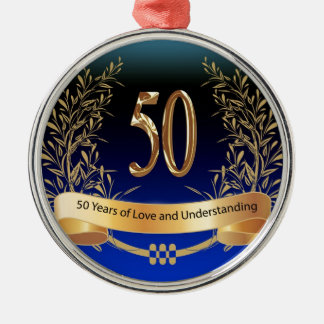 Elegant 50th Wedding Jubileum Gifts Metalen Ornament