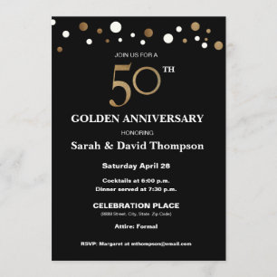 Elegant 50th Wedding Jubileum Gold en zwart Kaart