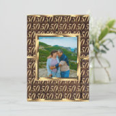 Elegant 50th Wedding Jubileum Gold Rustic Wood Kaart (Staand voorkant)