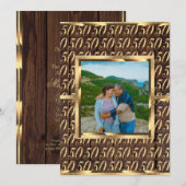 Elegant 50th Wedding Jubileum Gold Rustic Wood Kaart (Voorkant / Achterkant)