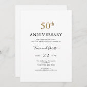 Elegant 50th Wedding Jubileum Kaart (Voorkant / Achterkant)