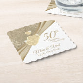 Elegant 50th Wedding Jubileum Kartonnen Onderzetters (Gebogen)