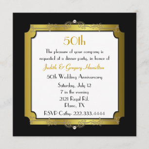 Elegant 50th Wedding Jubileum Uitnodiging