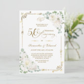 Elegant 50th Wedding Jubileum Uitnodiging (Staand voorkant)