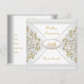 Elegant 50th Wedding Jubileum White Gold Kaart (Voorkant / Achterkant)