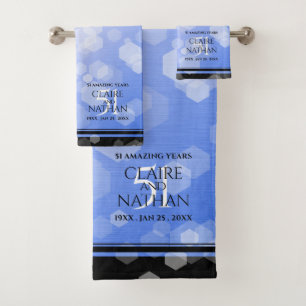 Elegant 51st Sapphire Wedding Jubileum Bad Handdoek
