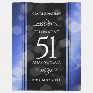 Elegant 51st Sapphire Wedding Jubileum Fleece Deken