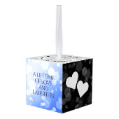 Elegant 51st Sapphire Wedding Jubileum Kubus Ornament (Achter hoekig)