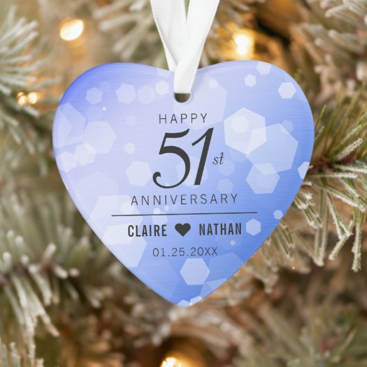 Elegant 51st Sapphire Wedding Jubileum Ornament (Boom)