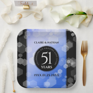 Elegant 51st Sapphire Wedding Jubileum Papieren Bordje