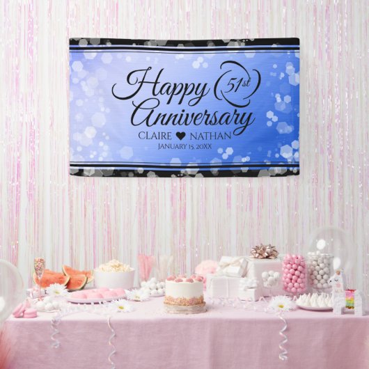 Elegant 51st Sapphire Wedding Jubileum Spandoek (Feest)