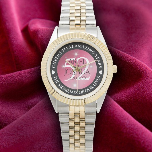 Elegant 52nd Star Ruby Wedding Jubileum Horloge