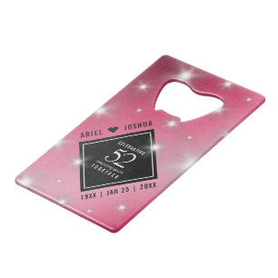Elegant 52nd Star Ruby Wedding Jubileum Kredietkaart Flessenopener