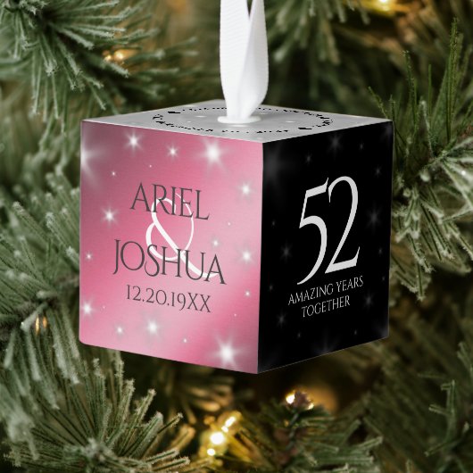 Elegant 52nd Star Ruby Wedding Jubileum Kubus Ornament (Boom)