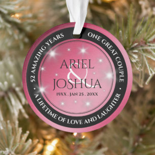 Elegant 52nd Star Ruby Wedding Jubileum Ornament