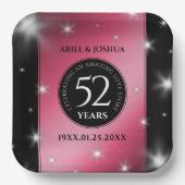 Elegant 52nd Star Ruby Wedding Jubileum Papieren Bordje (Voorkant)