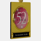 Elegant 52nd Star Ruby Wedding Jubileum Verguld Banner Ornament (Rechts)