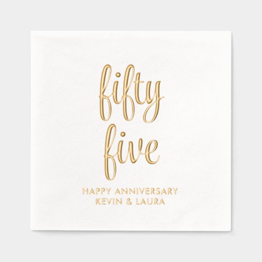 Élégant 55e anniversaire Mariage d'or serviettes à (Recto)