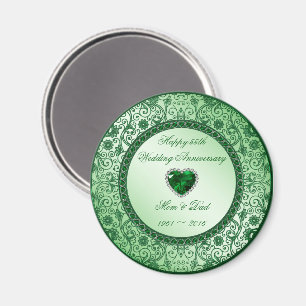 Élégant 55e anniversaire Mariage Magnet rond