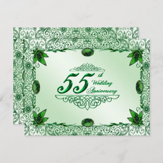 Elegant 55e huwelijksjubileum 4.25 x 5.5 uitnodigi kaart (Voorkant / Achterkant)