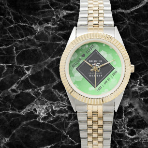 Elegant 55th Emerald Wedding Jubileum Horloge