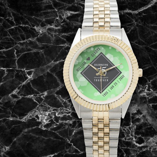 Elegant 55th Emerald Wedding Jubileum Horloge