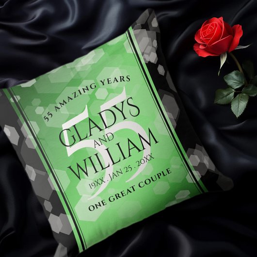 Elegant 55th Emerald Wedding Jubileum Kussen