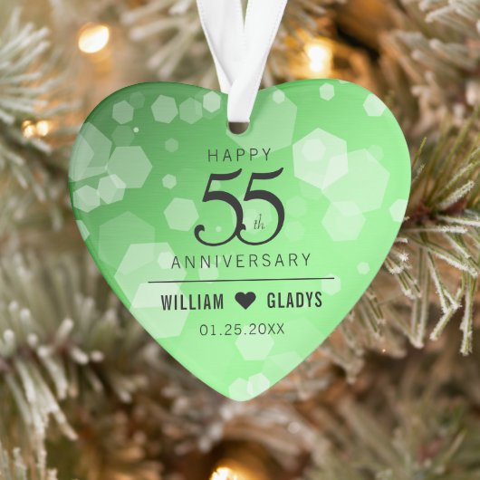Elegant 55th Emerald Wedding Jubileum Ornament (Boom)