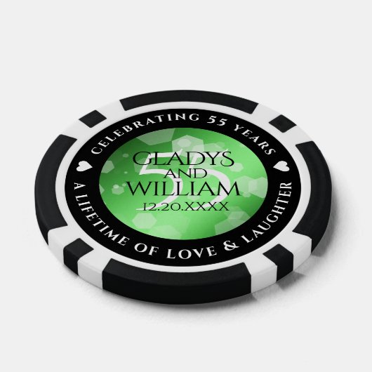 Elegant 55th Emerald Wedding Jubileum Poker Chips (Enkel)