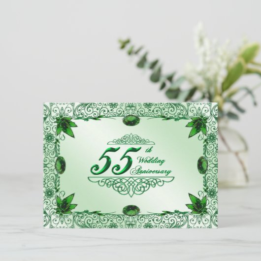 Elegant 55th Wedding Jubileum 4.5x6.25 Uitnodiging (Staand voorkant)