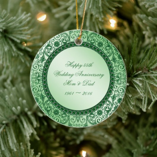 Elegant 55th Wedding Jubileum Round Ornament (Boom)