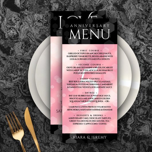 Elegant 5e Roos Quartz Wedding Jubileum Menu