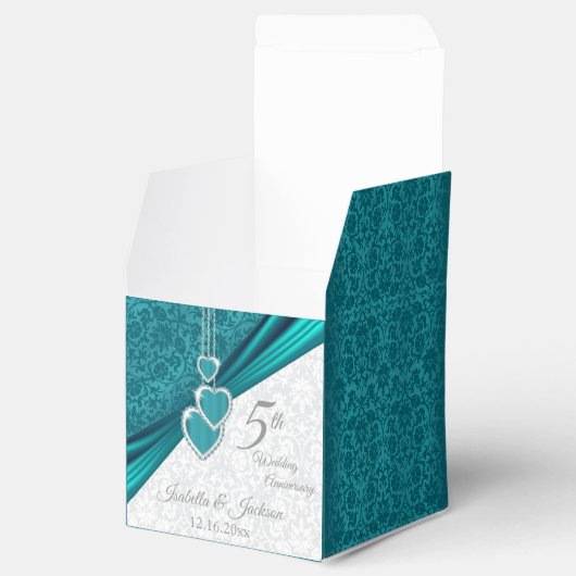 Elegant 5e Turquoise bruiloft Jubileum Bedankdoosjes (Geopend)
