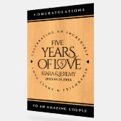 Elegant 5th Wood Wedding Jubileum Celebration Acryl Bord (Hoek)