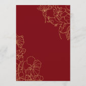 Elegant 5x7 rood goud bloemendiner menu (Achterkant)