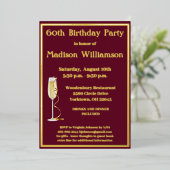 Elegant 60 60 60e verjaardag Red REAL Gold Folie Uitnodiging (Staand Voorkant)